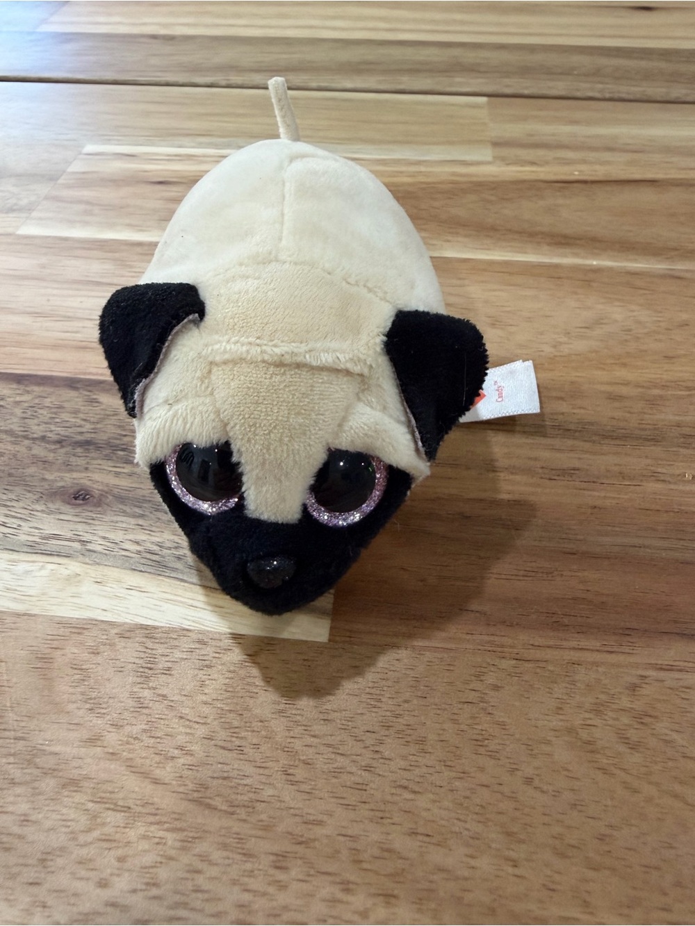 Ty Teeny Candy Pug Plush Dog Toy - Cream and Black with Sparkle Eyes